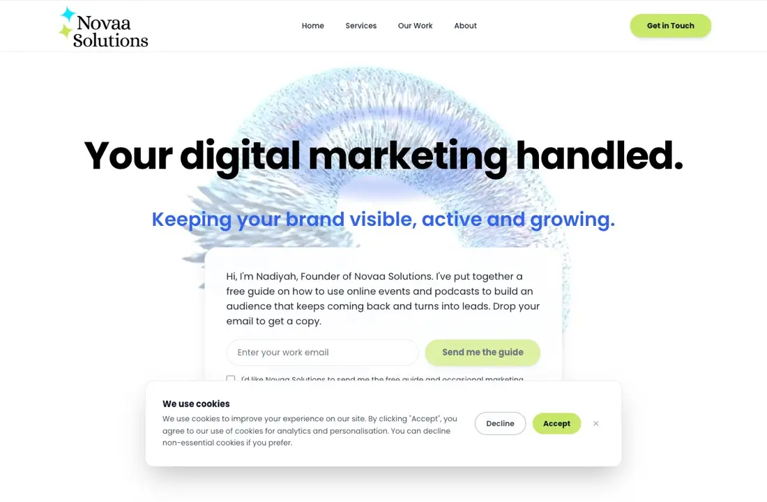 The Novaa Solutions homepage